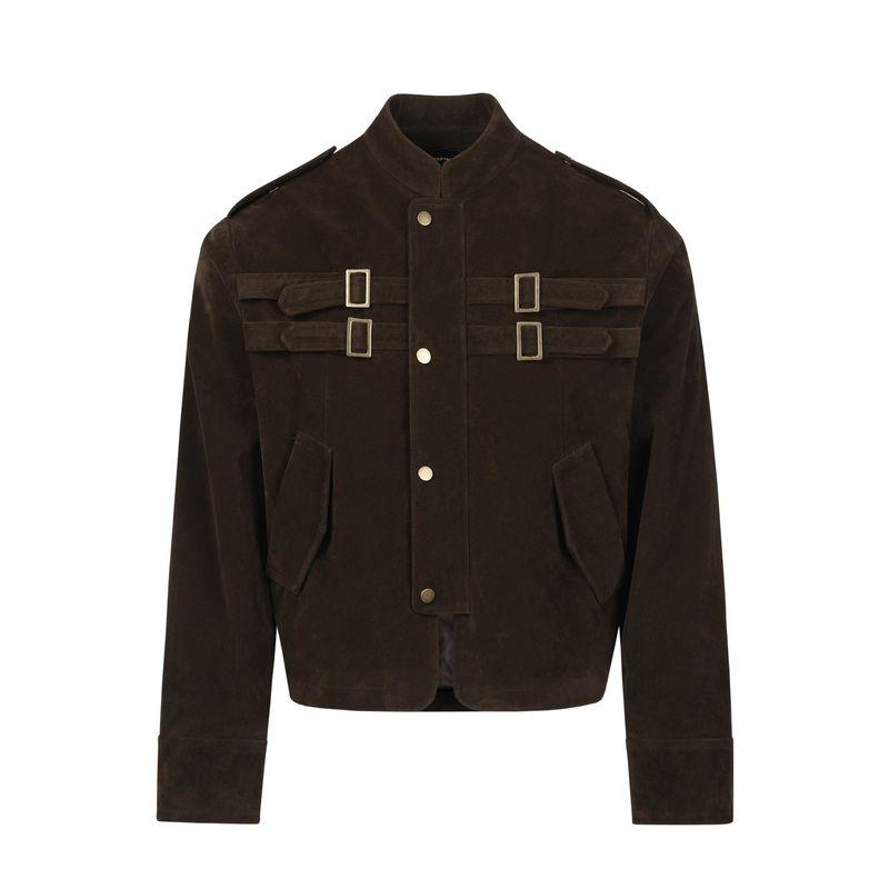 Kisko American-Style Cleanfit Faux Suede Stand-Up Collar Jacket for Men and Women, Autumn and Winter, Cool and Stylish Design, Short and Loose Coat