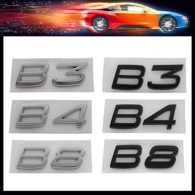 3D Prémiová písmena B3 B4 B8 pro kapotu motoru auta, blatník, kufr, zadní nálepka, emblém, odznak, samolepka