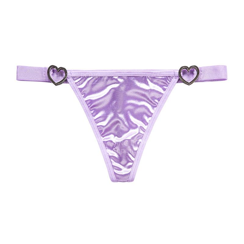

Sexy exquisite waist satin girl T-pants Sexy large size low waist one rope yoga thong XL фіолетовий