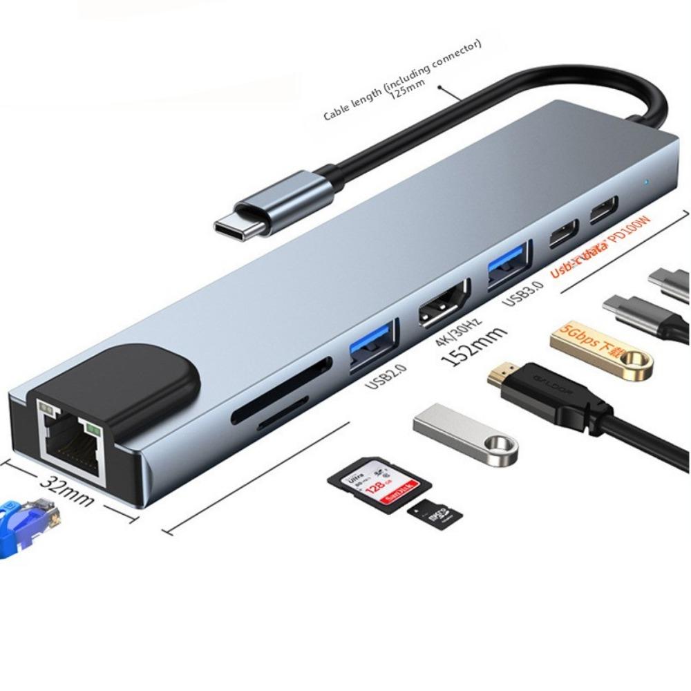 6-in-1 USB C Hub with Gigabit Ethernet USB 30 Adapter for MacBook Pro Air Type C Laptop Docking Station