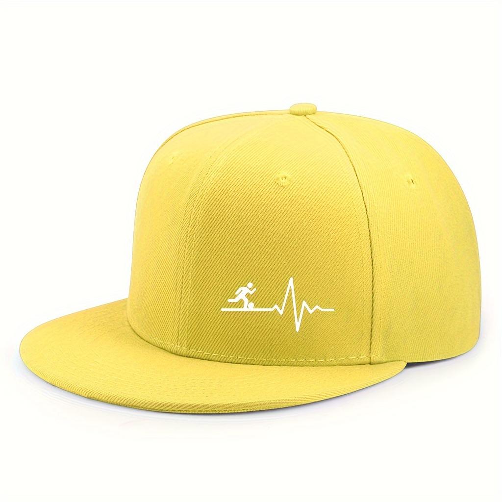 Soccer Heartbeat Lifeline Baseball Cap Polyester Flat Brim Adjustable Snapback Hat Unisex Sport Gear
