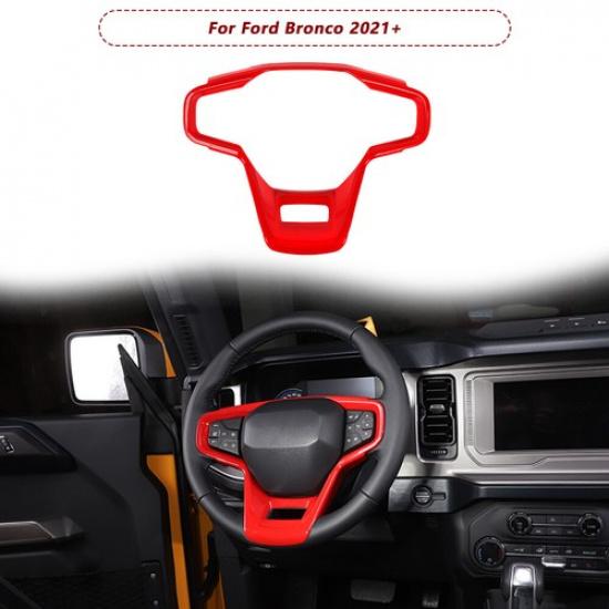 Interior Car Steering Wheel Panel Trim Cover Frame For Ford Bronco   Red