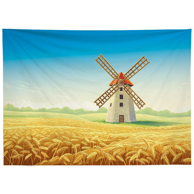 Nordic Style Oil Painting Background Cloth, INS Hanging Cloth, Bedroom, Dormitory, Guesthouse Decoration, Bedside Background Wall Cloth, Tapestry