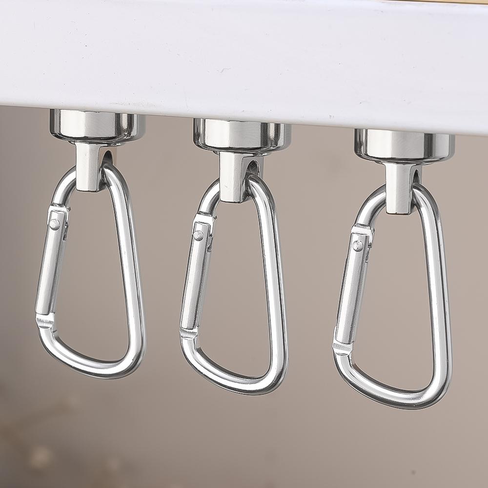 1/5PCS Carabiner Magnetic Hooks Strong Neodymium Magnet with Swivel Carabiner Heavy Duty Kitchen Bathroom Hanging Magnetic Hook