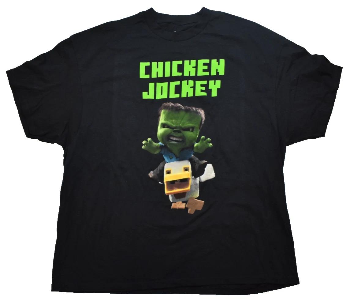 A Minecraft Movie Mens Chicken Jockey Funny Black T-Shirt New 2XL L