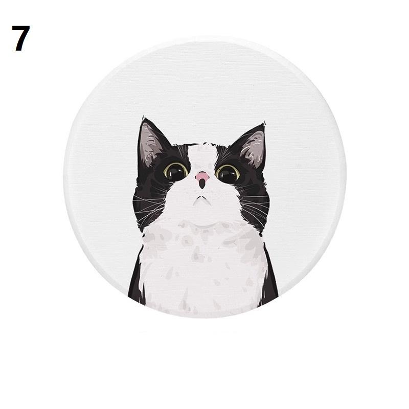 Runde Cartoon Kätzchen Untersetzer Diatomeenerde Saugfähig Hitzebeständiger Untersetzer Tischdeko Niedliches Katzenmuster Schnelltrocknende Kaffeetassenuntersetzer