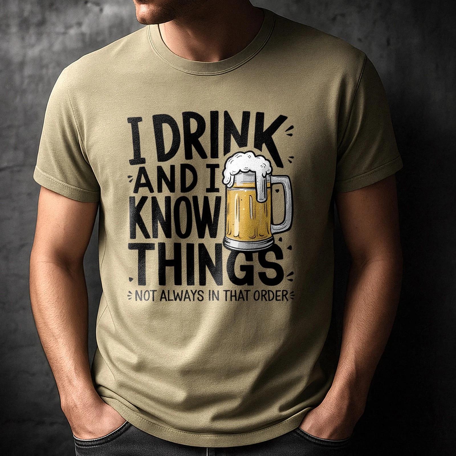 Comfort Colors Funny Beer Quote Shirt for Men, “I Drink and I Know Things” Tee XL