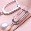 seniko 8-9mm Natural Freshwater Pearl Earrings Fashion Cubic Zirconia Clip Earrings For Women Girl Gift Long Earrings