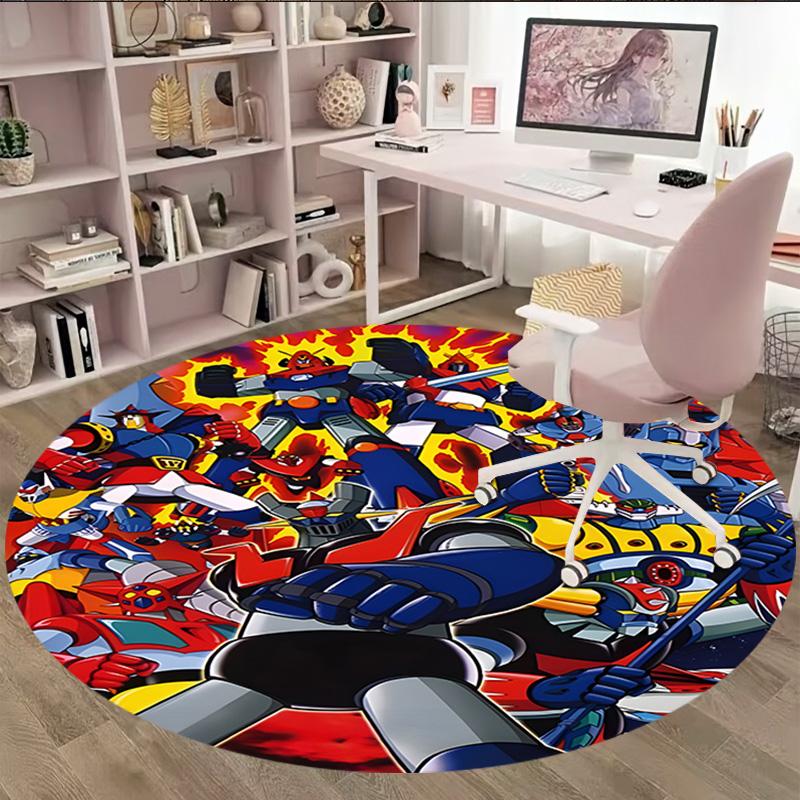1pc UFO Robot Grendizer10 Print Round Carpet Chair Round Carpet Suitable for Bedroom Living Room Home Decorative Carpet