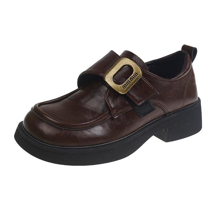 

Retro platform loafers women s leather 2025 new Mary Jane thick heel round head versatile fashion British small leather shoes 40