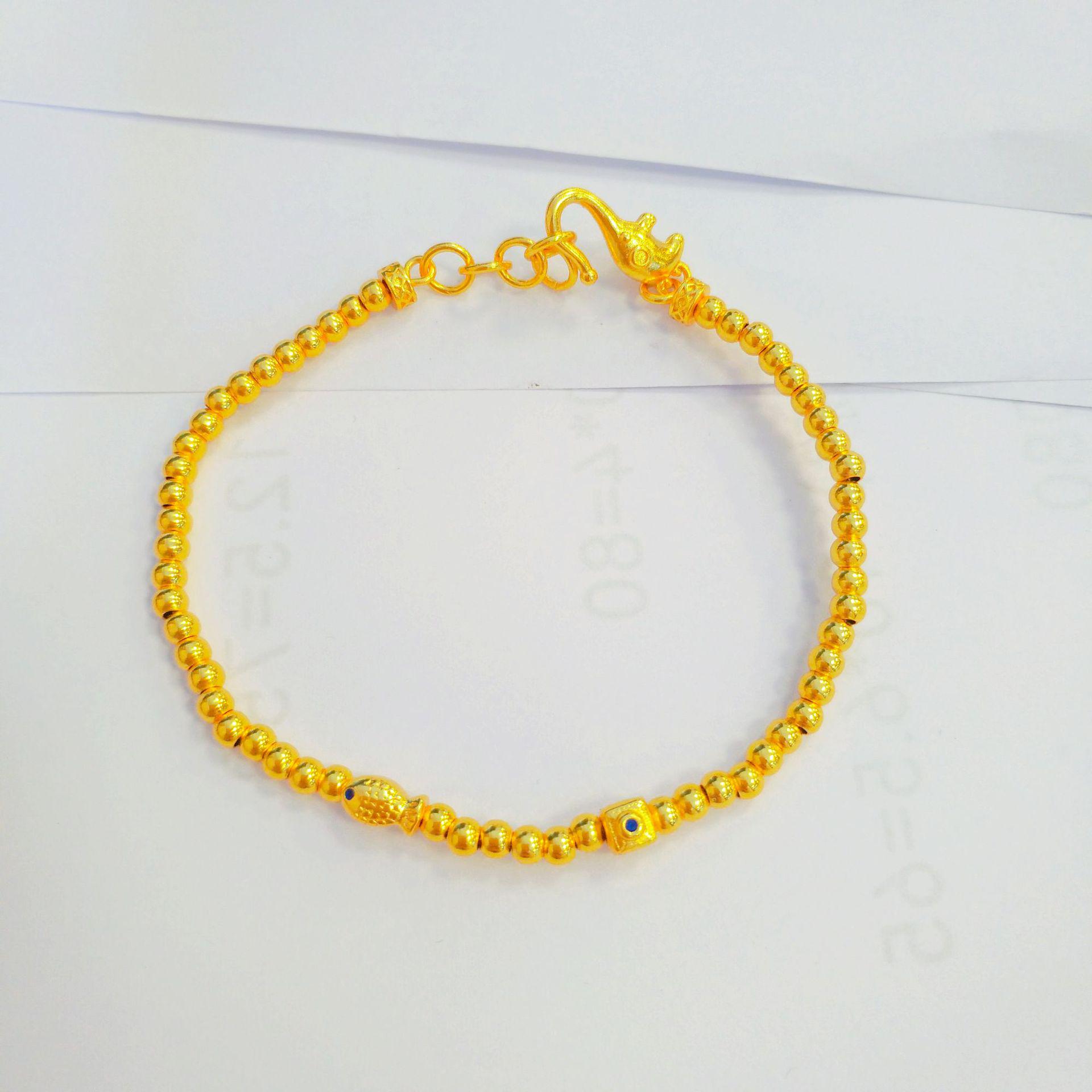 

Gold Fish Abacus Bead Bracelet: Fashionable, Simple, Disco Beads, Imitation Vietnamese Sand Gold Jewelry for Women