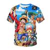 Summer New Japanese Animation Short Sleeve  3D Printing  Men's Clothing Casual Round Neck