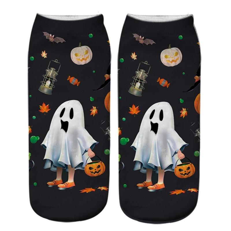 Halloween Cartoon Pumpkin Witch for Cat 3D Printed Short Ankle Socks Gift for Wo