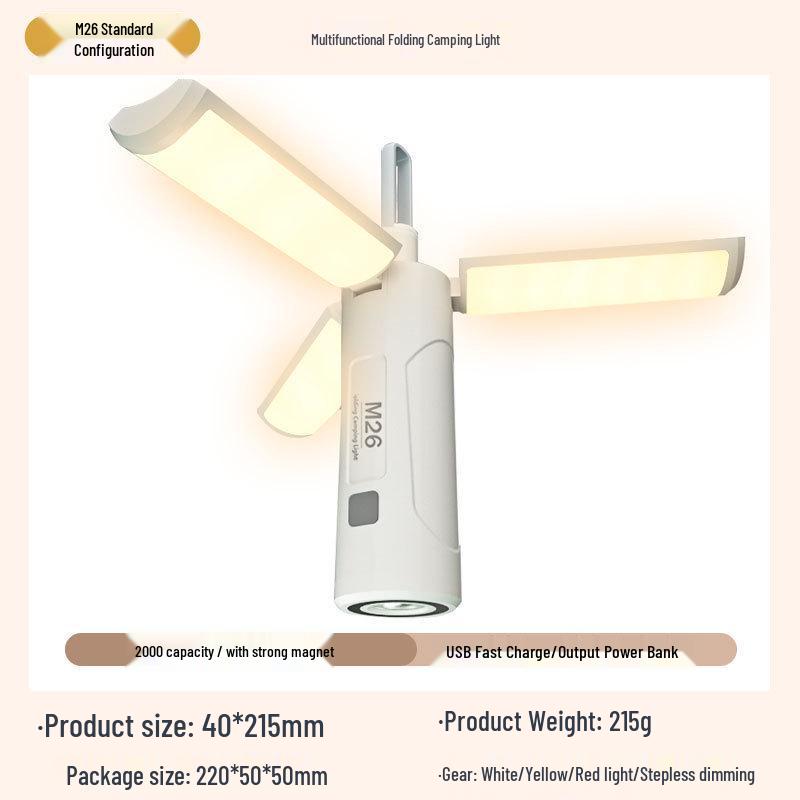 Portable Rechargeable Spotlight: Multifunctional, Dimmable, Retractable, with Remote and Four-Color Ambient Light.