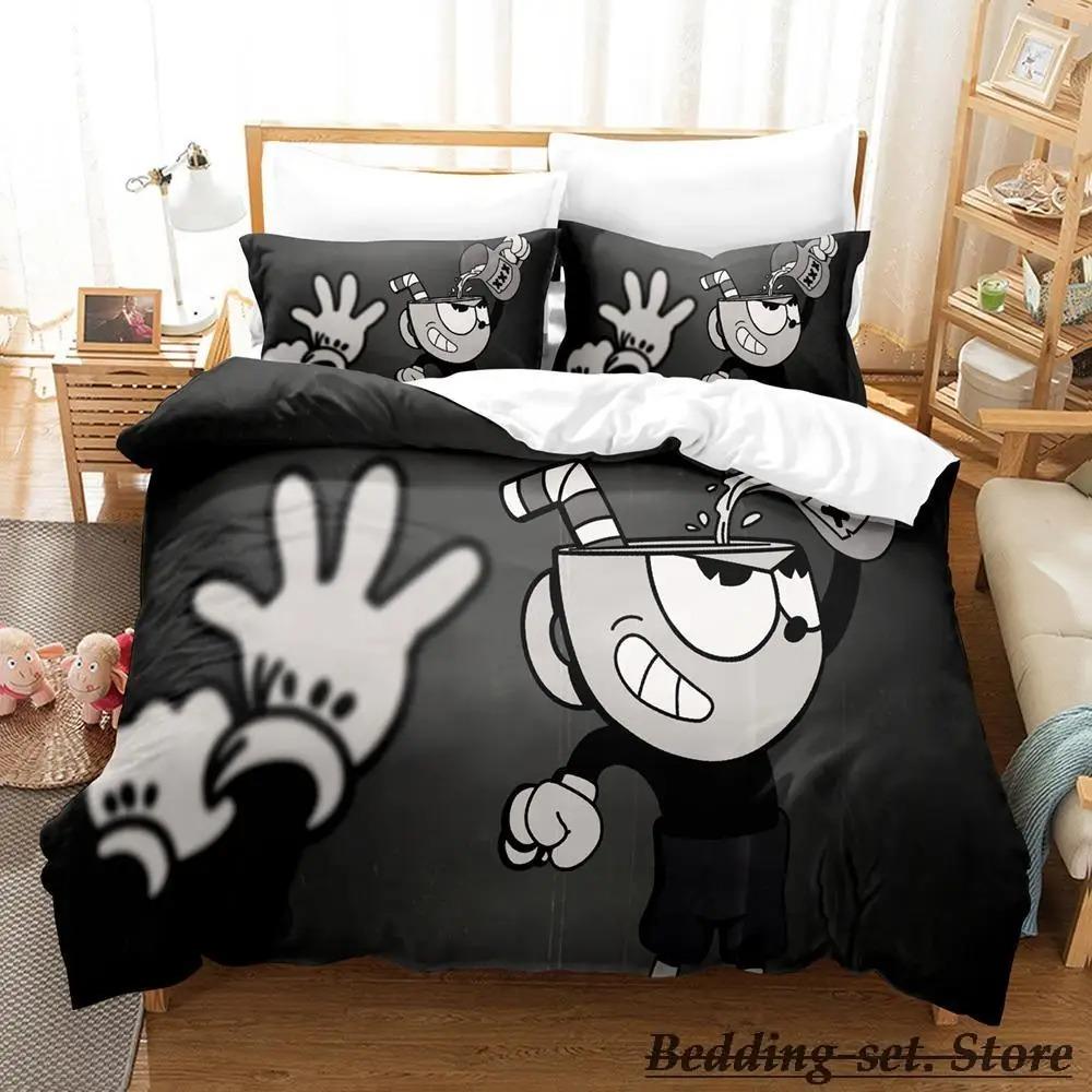 Kawaii Cuphead Mugman Beddengoed Set Eenpersoons Twin Volledig Queen King Size Bedset Volwassene Kind Slaapkamer Dekbedovertrek Sets Anime Spel Bed