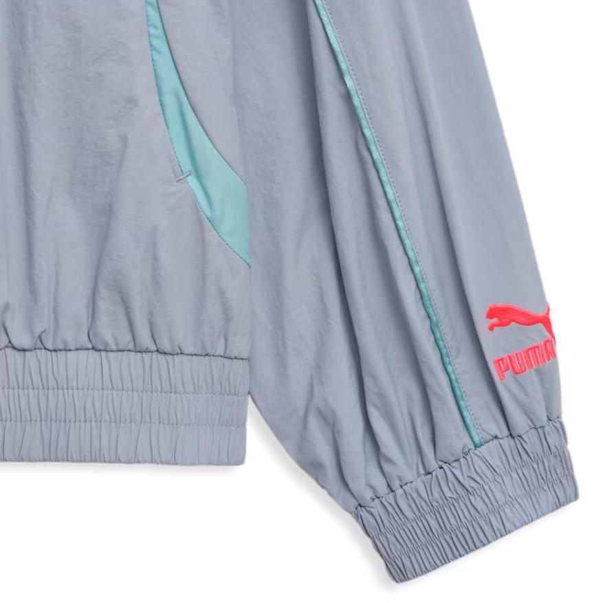 Puma Letter Embroidery Design Stand Collar Full Zip Long Sleeve Jacket Unisex Jacket Gray 628086-63