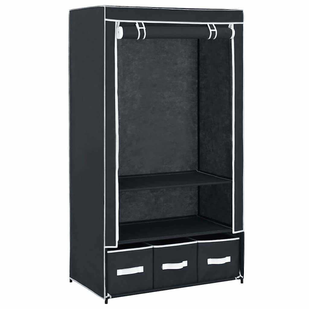 Wardrobe Black 87 x 49 x 159 cm Fabric