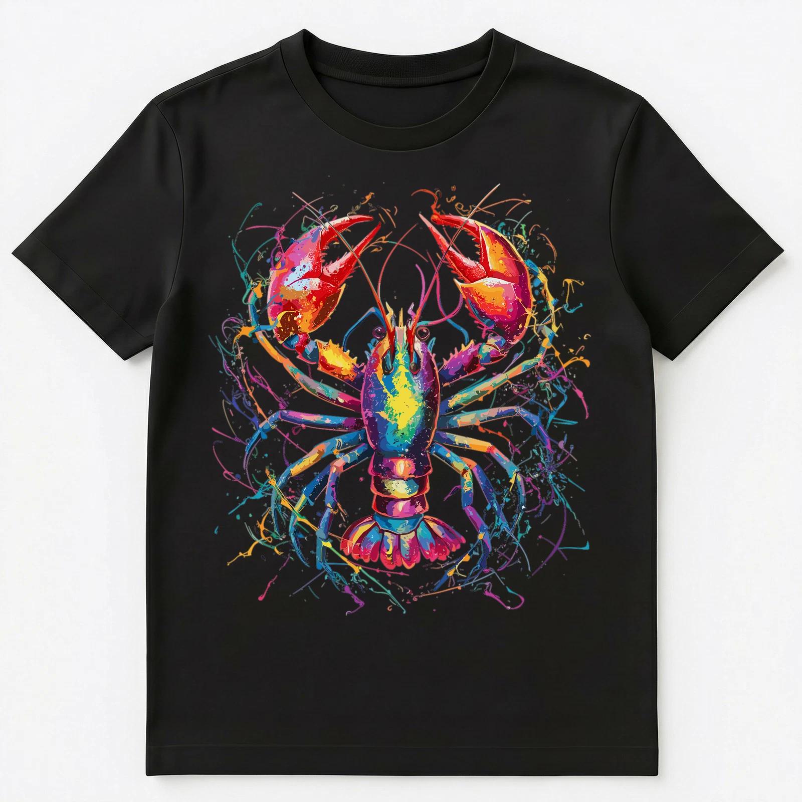 

Colorful Paint Splash Crayfish Art Graphic Unisex T-Shirt XL