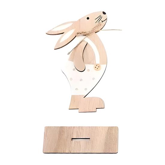 Easter Gift for Kids Wooden Bunny Table Sign, Rustic Rabbit Tiered Tray Centerpiece, Farmhouse Vintage Indoor Tabletop Ornament Decoration with