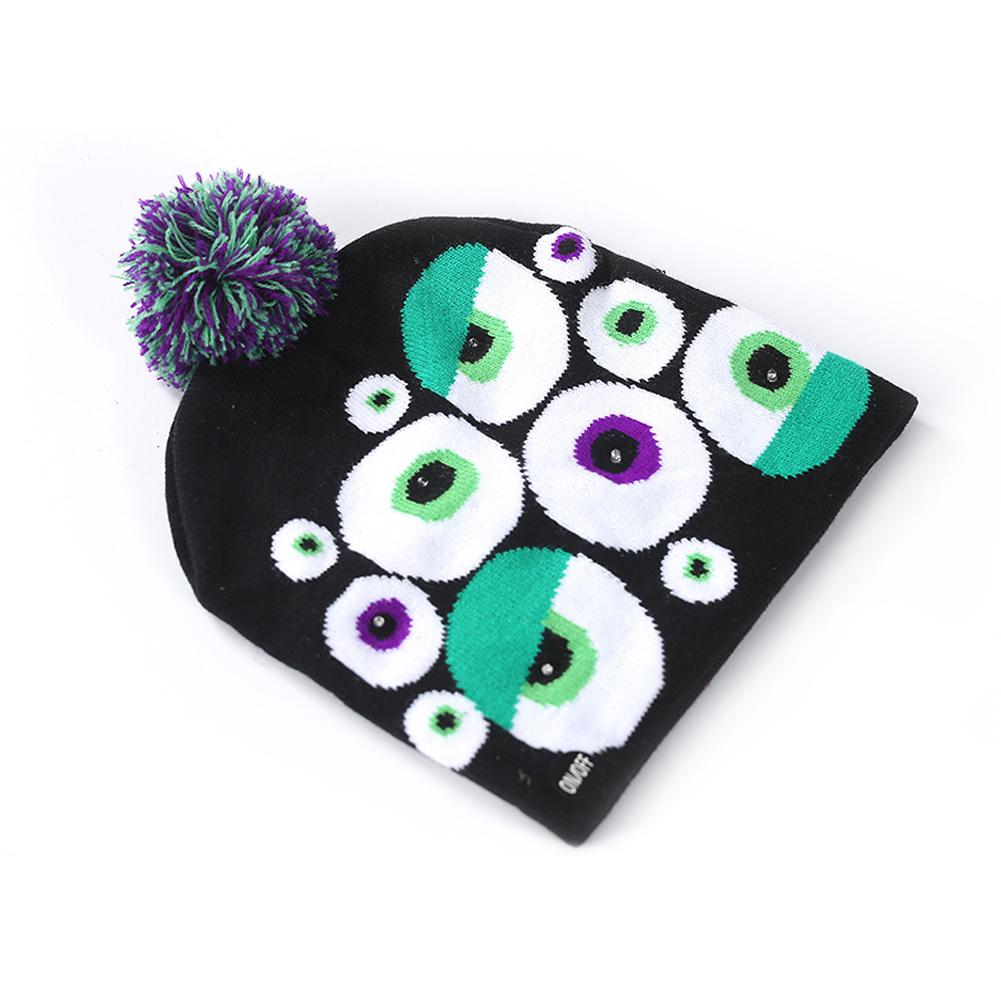 Halloween Pumpkin Ghost Knit Hat with Light Stretchable Unisex Adults Kids Children