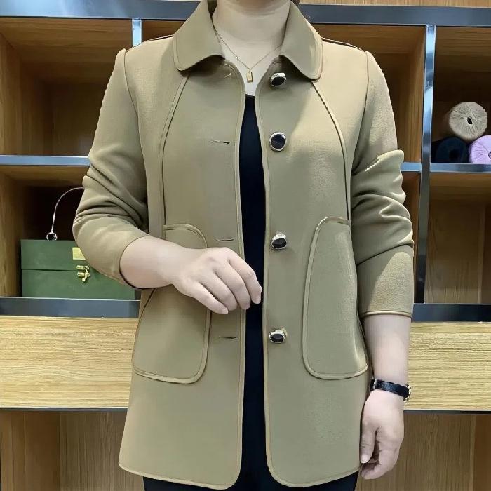 

2025 Autumn Stylish Trendy Mother s Solid Color Slimming Square Neck Jacket Medium хаки