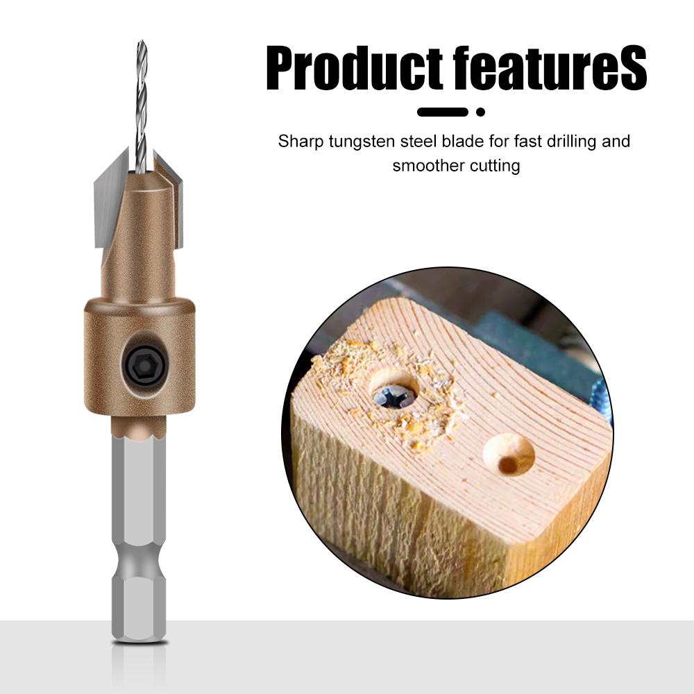 Professional Grade Blind Hole Drill Alloy Drill Bit Woodworking Deep Hole Drill Bit Screw Installation Step Drill Bit