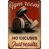 Vintage Metal Gym Sign No Excuses Just Results Motivational Wall Art 8x54 Inch Iron with PreDrilled Holes