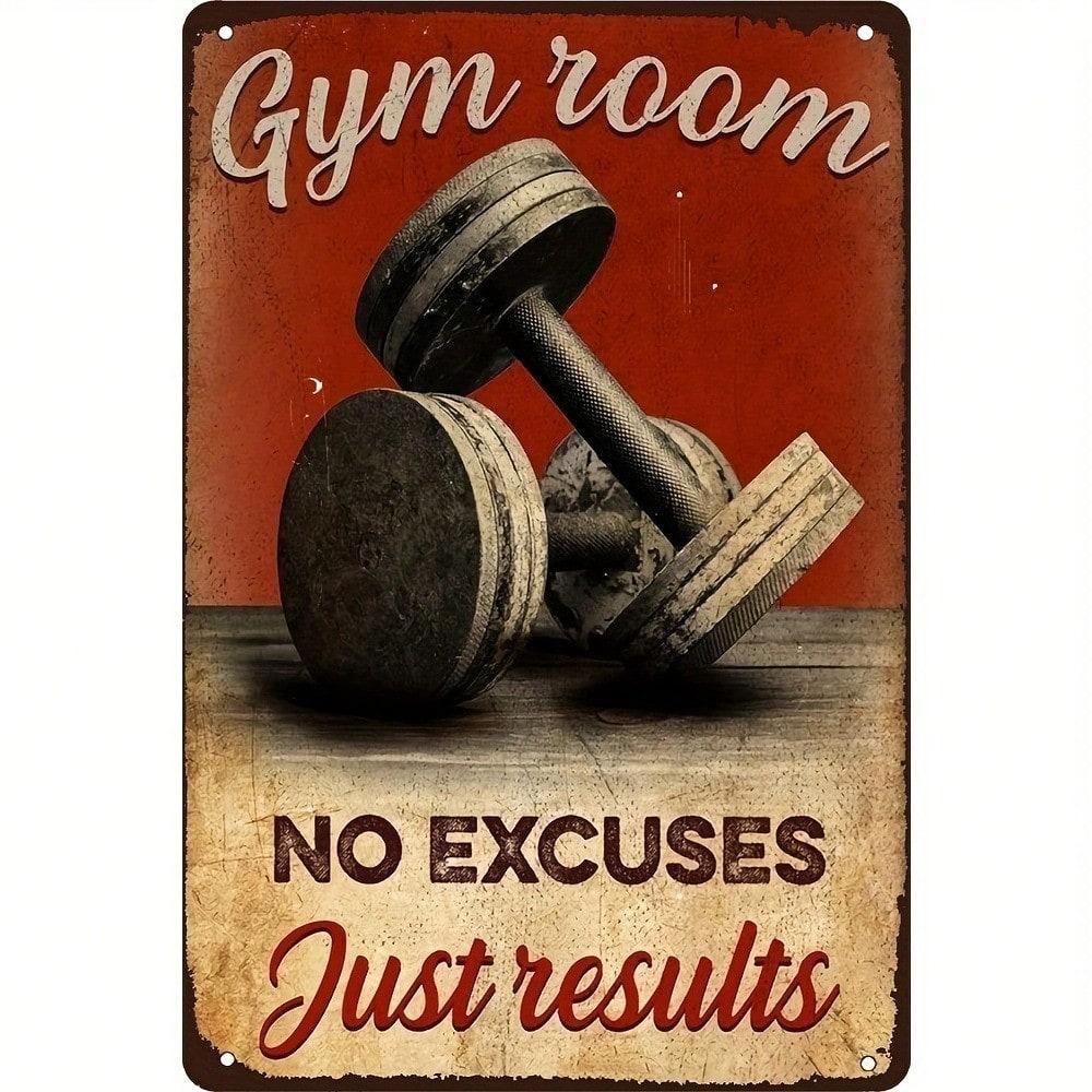 

Vintage Metal Gym Sign No Excuses Just Results Motivational Wall Art 8x54 Inch Iron with PreDrilled Holes 20x30cm