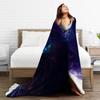 Cosmic Cat Flannel Blanket - Vibrant Purple & Blue Cosmic Design, Soft & Cozy All-Season Throw for Bed, Sofa, or Home Decor