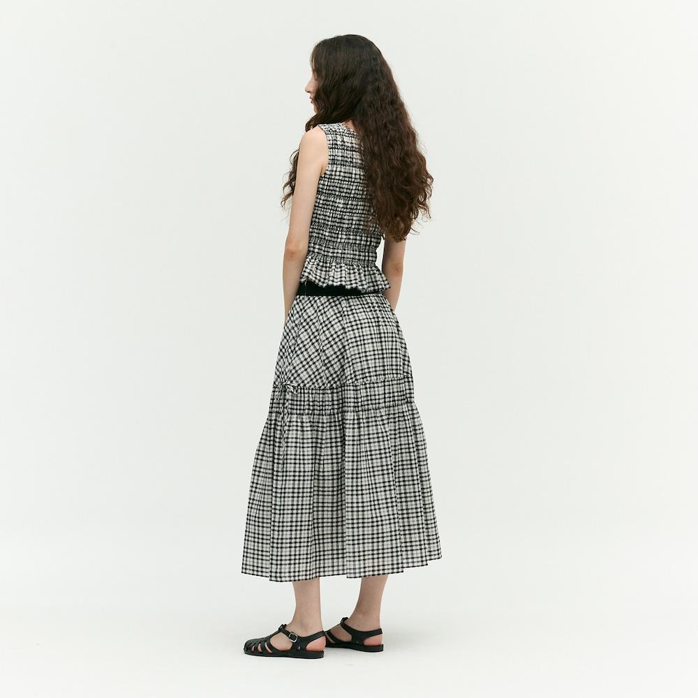Ibiem Shirring Detail Check Skirt Emq6Wsk010