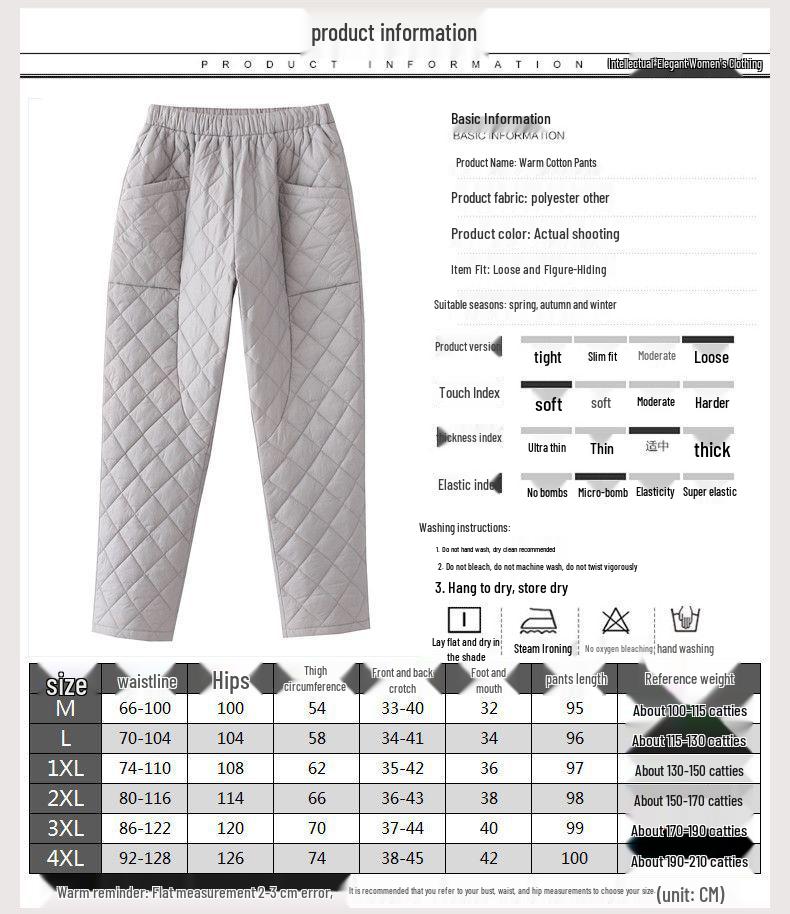 Pantaloni groși de iarnă pentru femei plinute, pentru vârsta mijlocie și vârstnici - Pantaloni călduroși din bumbac pentru vreme rece