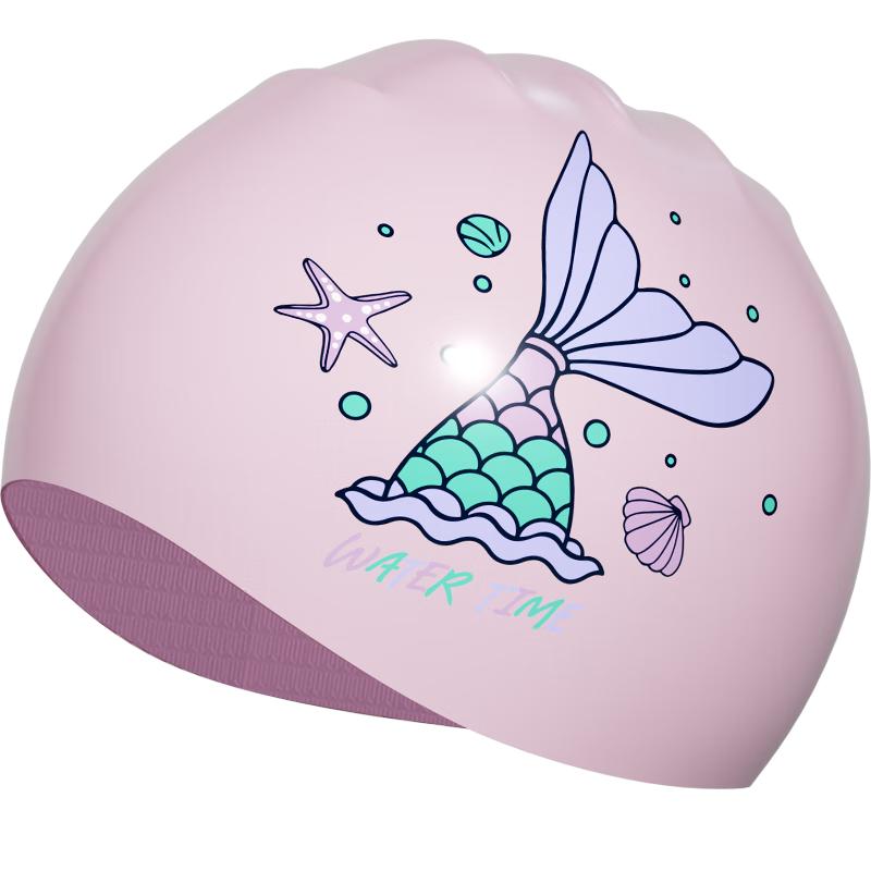 WATERTIME Women's Silicone Printed Swimming Cap for Long Hair