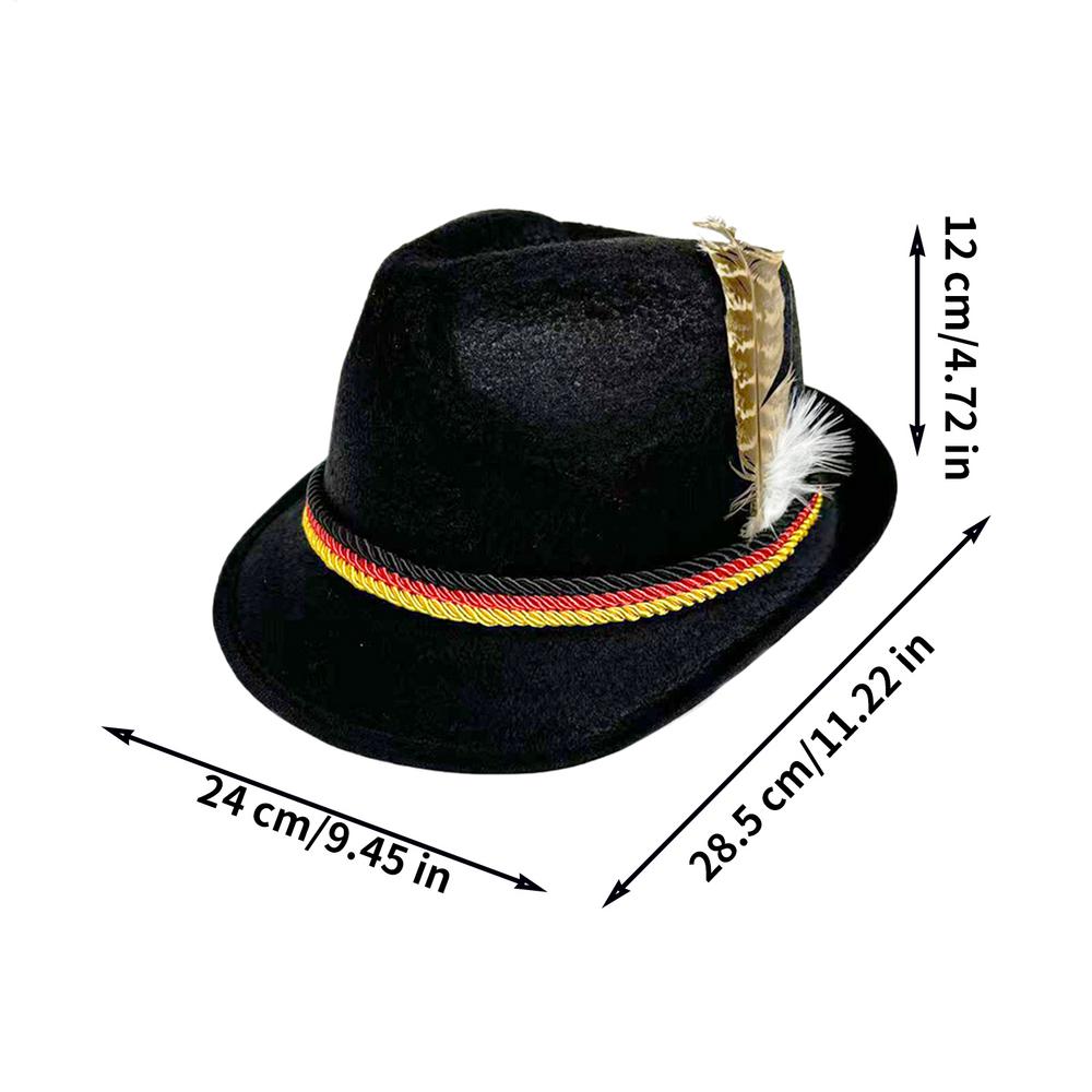 

Unisex German Hats for Oktoberfest Non-Woven Headgear Oktoberfest Party Hat for Adults Party Halloween Carnival Cultural Event чорний