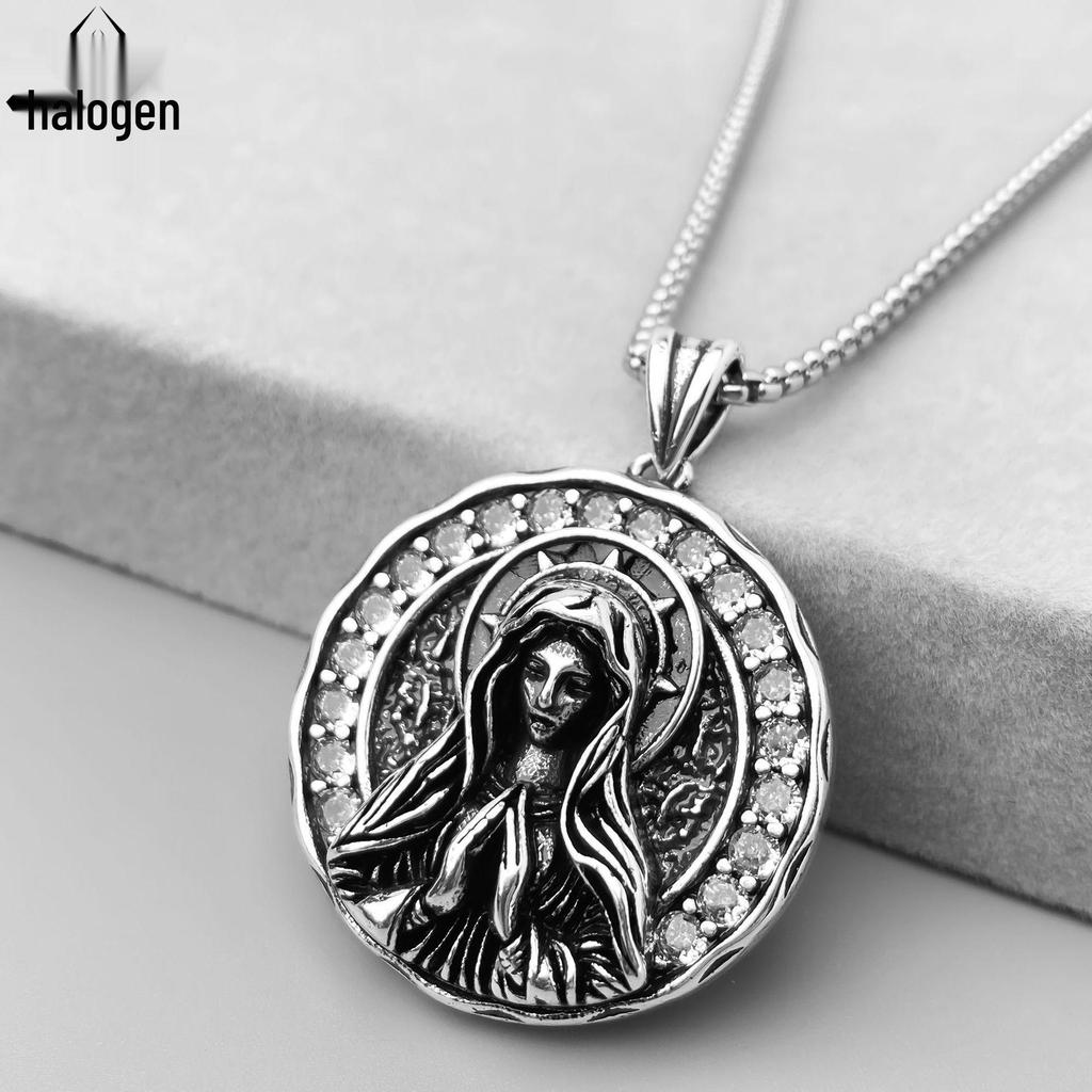 Gothic Punk Girl Prayer Pendant Necklace: Niche Design, Dark Style, Heavy Industry Influence