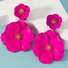 Mori Retro Long Temperament Colorful Flower Spray Paint Multi-Layer Creative Earclip Earrings