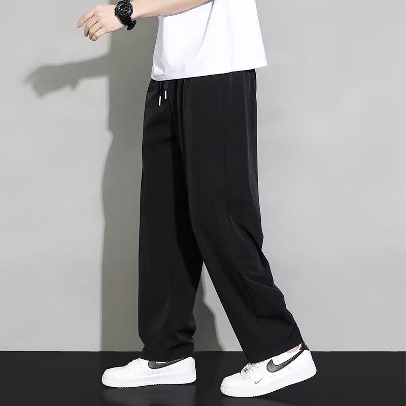 drape ice pants men's summer thin large size loose fashion trend straight mopping trousers