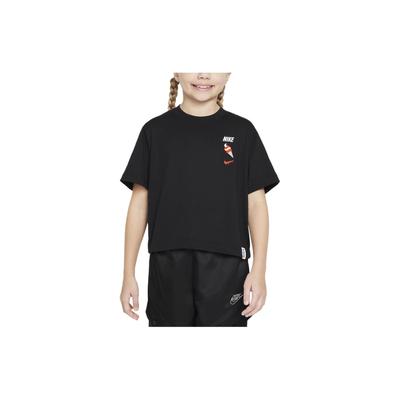 Sportswear Printed Pattern Crew Neck Casual Short Sleeve T-Shirt Kids Tops Black FV5495-010