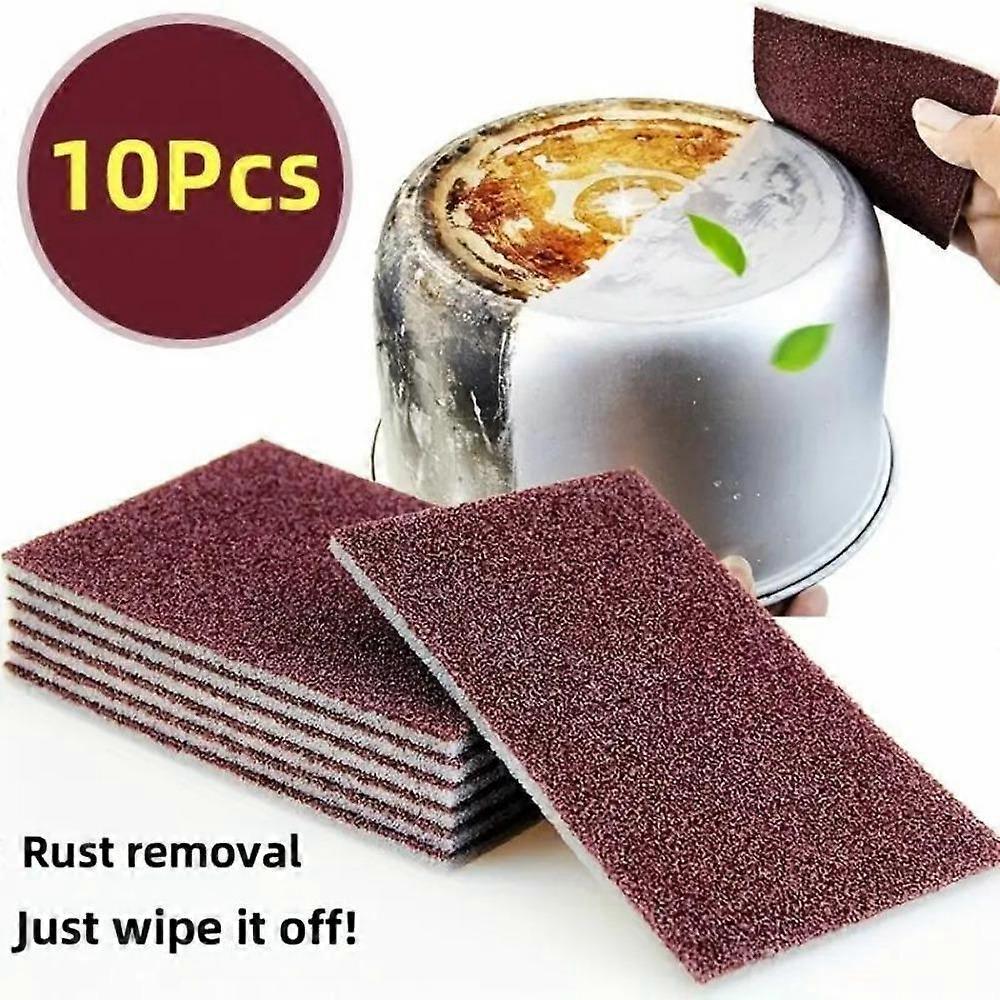 10Pcs Premium Diamond-Coated Sponge Wipes Effortless Kitchen Cleaning Magic for Pot Bottom, Rust Stainless Steel Pot, and Dish Washing