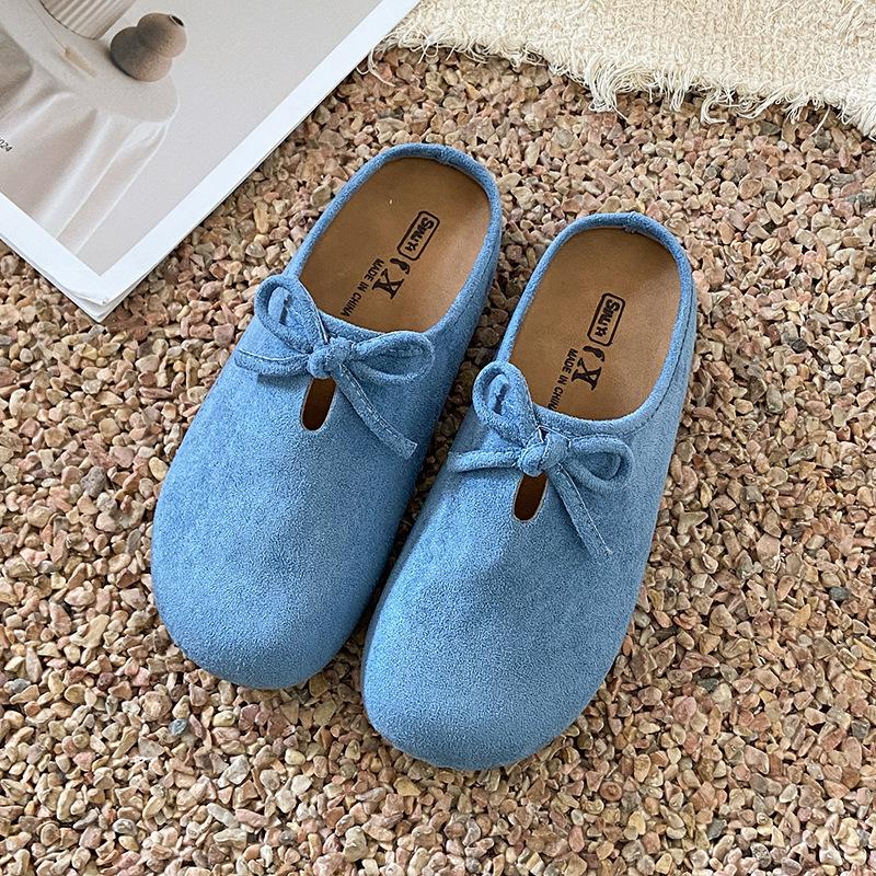 Retro veelzijdige platbodem Boken tas hoofd pantoffels 2025 lente nieuw vlindermachine eenpedaal zachtzool halve pantoffels