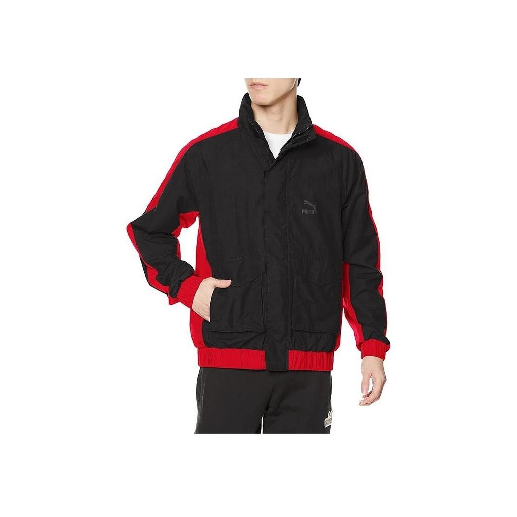 Puma American Style Color Block Breathable Comfortable Stand Collar Long Sleeve Casual Sports Pocket Jacket Unisex Jacket Black 620223-01