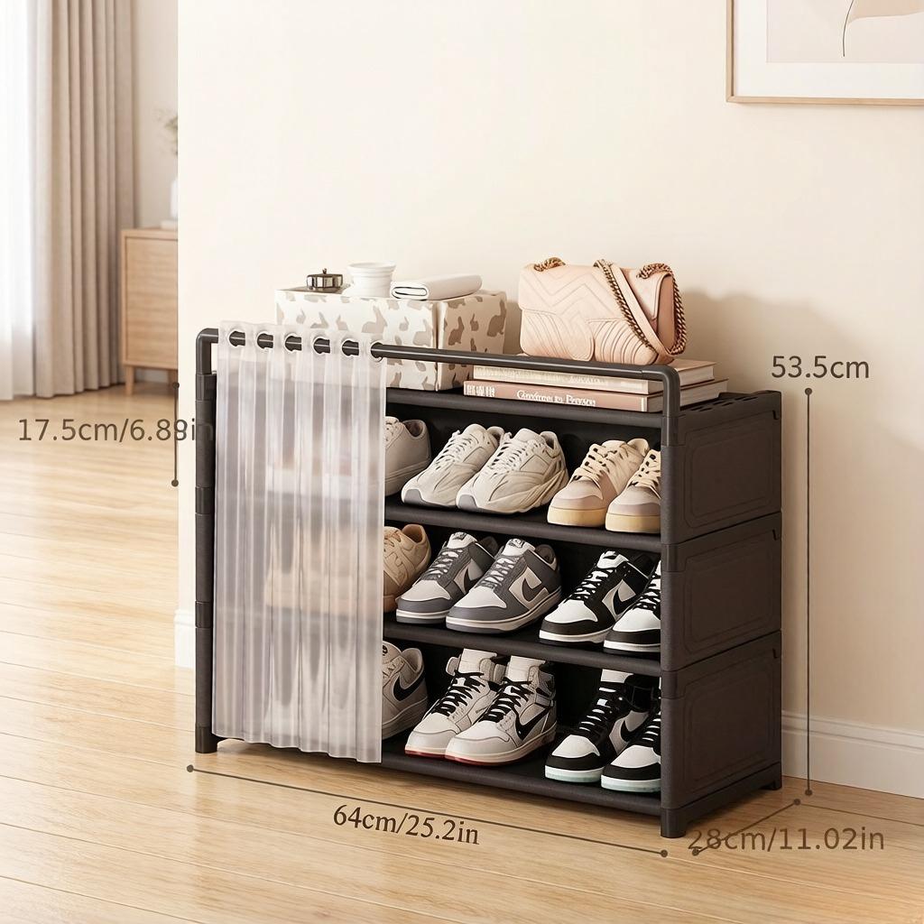 

Dustproof Foldable Shoe Display Rack with Non-Slip Base, Multi-Layer Storage Shelf for Shoes & Accessories, Easy to Clean