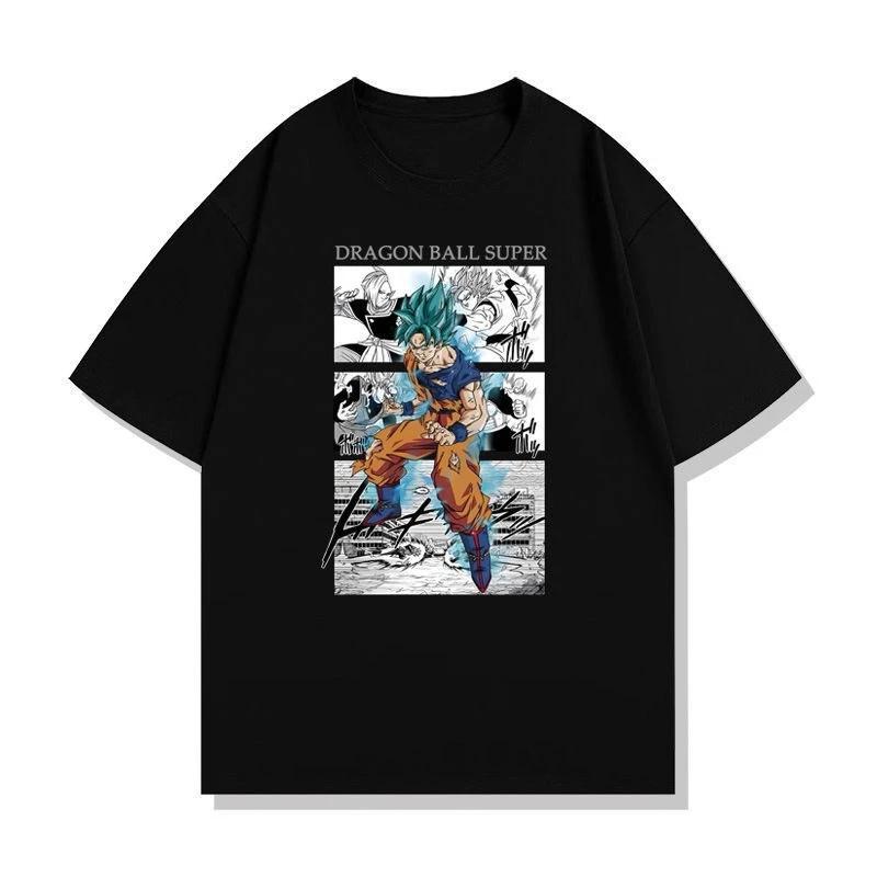 Dragon Ball Super Saiyan Goku Anime Herr Dam Sommar T-shirt Harajuku Retro Kortärmad Överdimensionerad Lös Casual Bekväm Y2k Topp