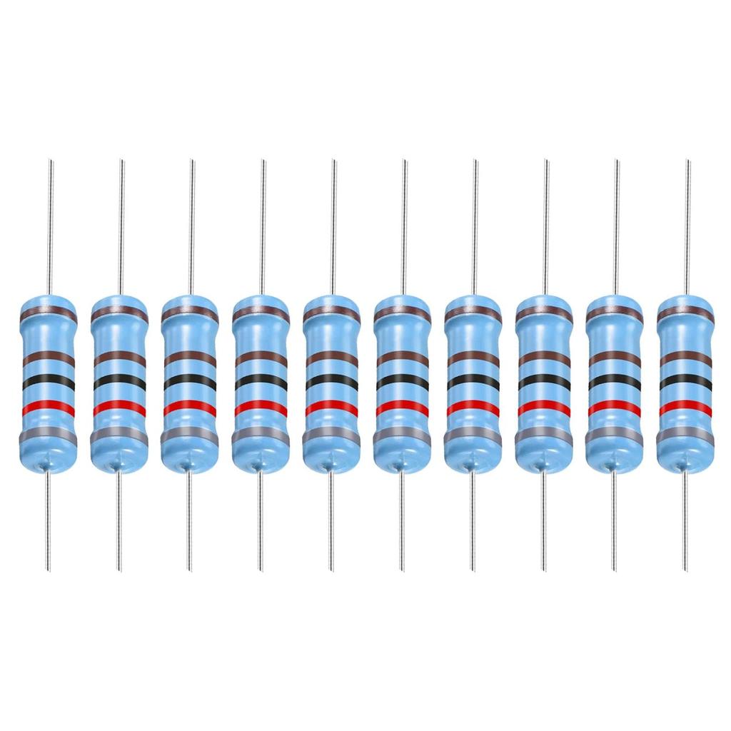 YOKIVE 30 PCS Metal Film Resistors, 8.2K Ohm Resistor with 2W 1% Tolerance, Lead, Good for DIY Electronic Projects (5 Color Bands, 15.5+/-1mm)