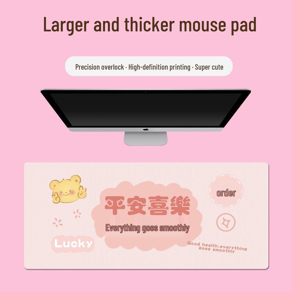 Extra Large Doodle Text Mouse Pad with Lock Edge - Thick, Durable Keyboard Desk Mat