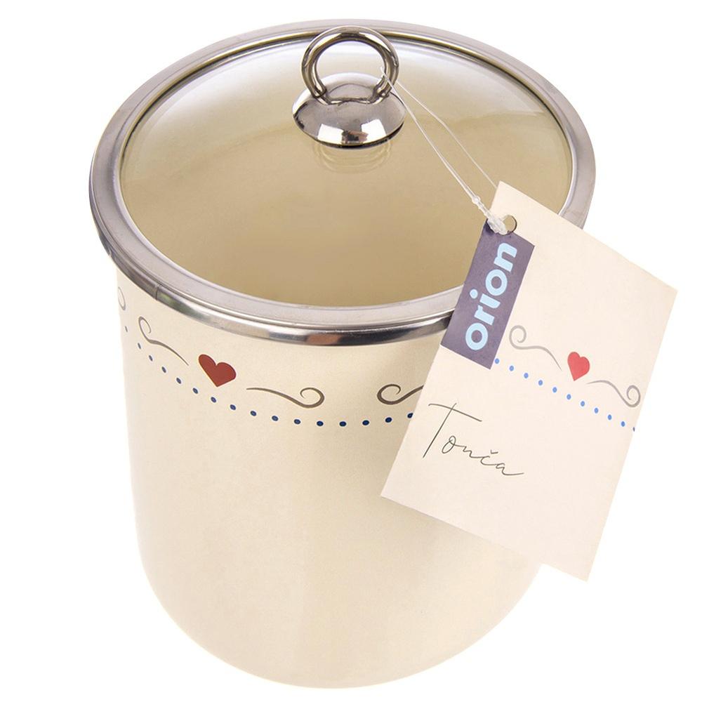 TONCA 1.4 L Enameled Food Container with Glass Lid