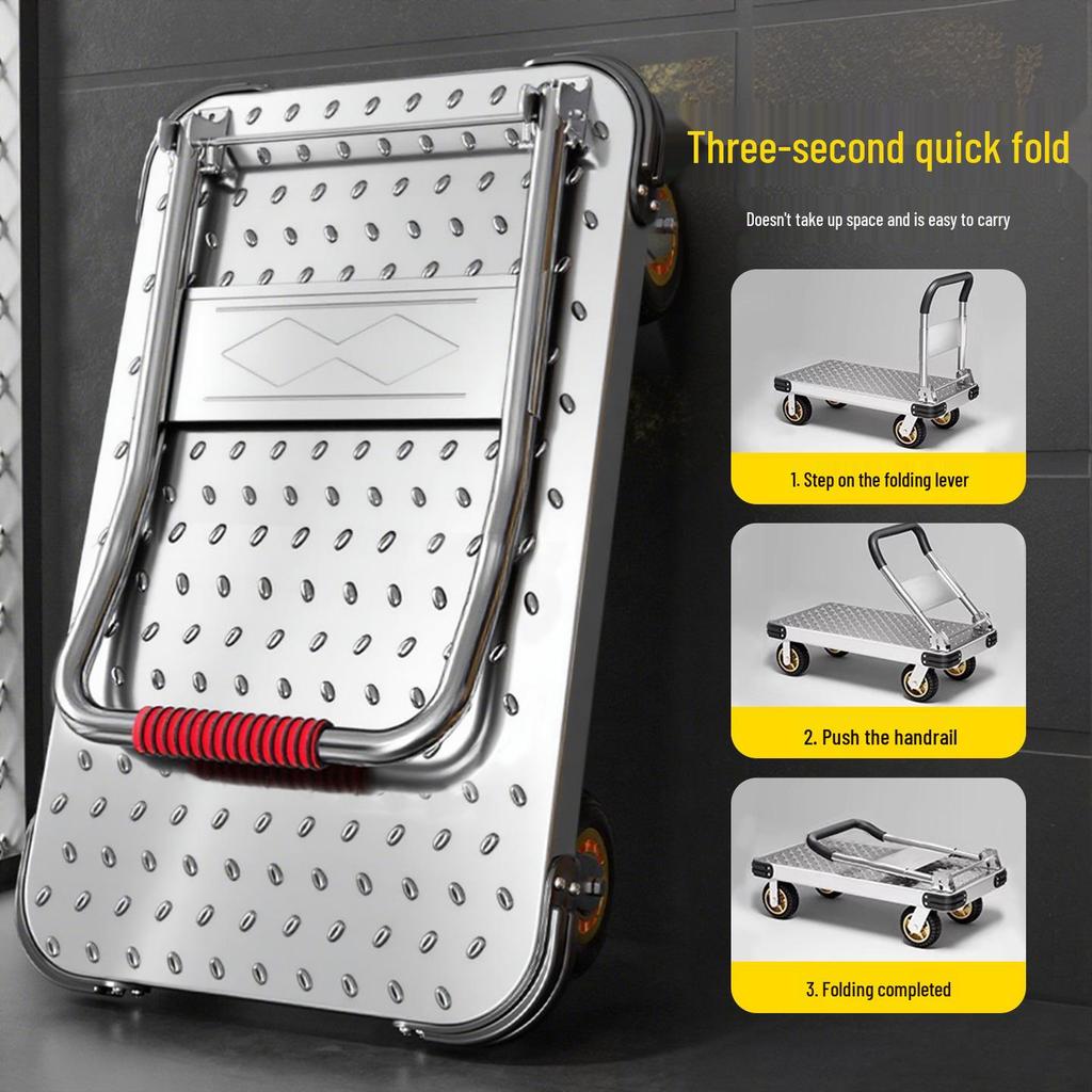 Steel Plate Folding Hand Truck for Home, Office, Warehouse, and Construction Site Transport