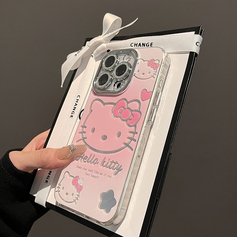 Cartoon Girl Heart Ins Feather Hello Kitty for Apple 16promax Mobile Phone Case 14 Lens Film 13pro