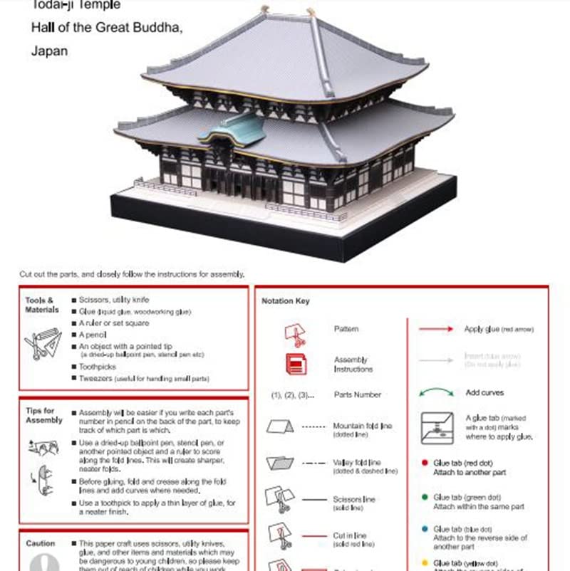 3D Assembly Model Paper Craft World Historical Buildings Temple Great Buddha (Todaiji Hall)