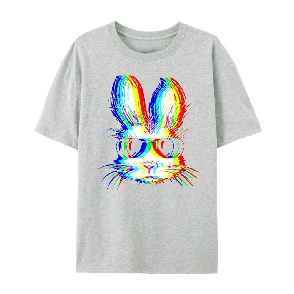 Rabbit Psychedelic Steam Wave Easter Electronic Music Carnival Electronic Dance Music Party Oversized T-shirt Men Designer Y2K