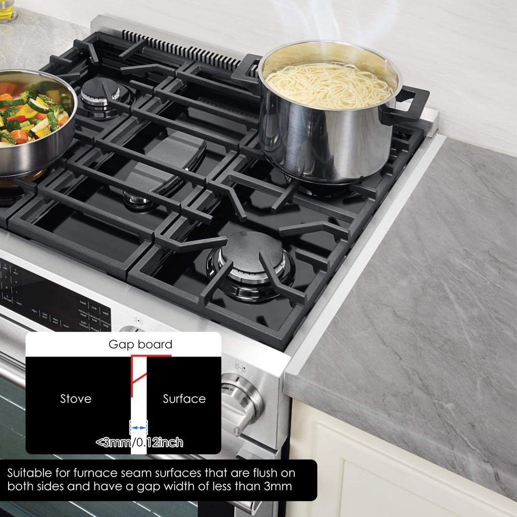 Herdlückenabdeckungen Edelstahl Herdspaltabdeckungen Hitzebeständige Ofenspaltfüller Dichten Lücken zwischen Kochfeld und Arbeitsplatte ab